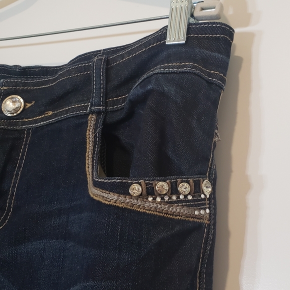 Way Jeans Blingy Faux Diamonds Boot Cut Lightly Distressed Stretch Size 11 - Picture 5 of 15
